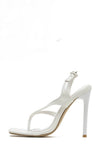 Patent Toe Thong Square Toe Slingback High Heels - White