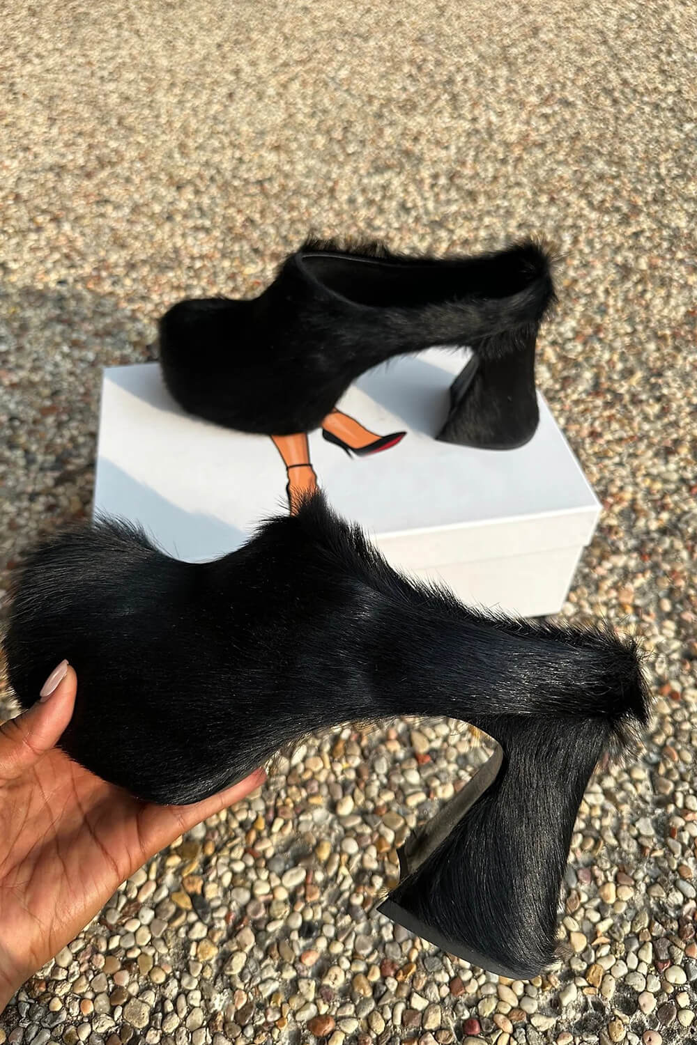 Blue Calf Hair Heel Mule