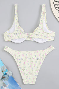 Lemon Floral Print Balconette Underwire Bikini Top