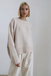 Crew Neck Ribbed Knit High-Low Jumper Sweater