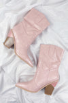 Pink Croc Cut-Out Heel Mid Western Cowboy Boots