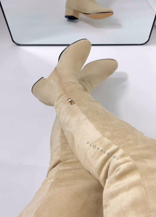 Faux Suede Over-The-Knee Thigh High Flat Boots