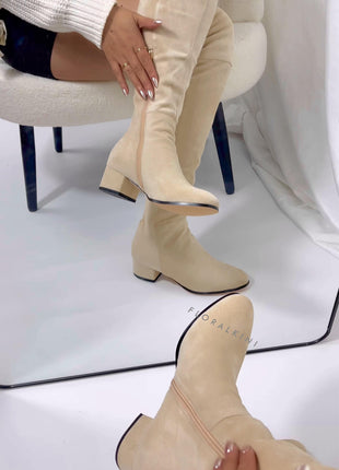 Faux Suede Over-The-Knee Thigh High Flat Boots