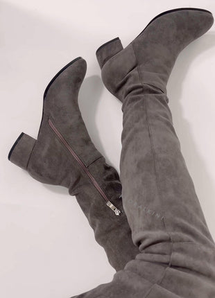 Faux Suede Over-The-Knee Thigh High Flat Boots