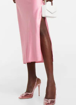 Transparent Crystal Embellished Pvc Slingback Pump Heels