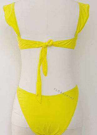 Seastar Embellished High Cut Bikini Set - Yellow