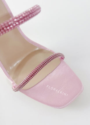Crystal-Embellished Around The Ankle Coil Stiletto Sandals - Pink/Silver/Gold/Black
