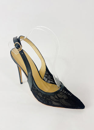 Lace Pointed Slingback High Heeled Pumps