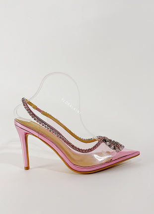 Transparent Crystal Embellished Pvc Slingback Pump Heels