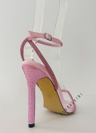Diamante Detail Barely There Open Square Toe Stiletto Heel