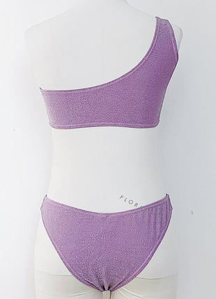Shimmer Lurex One Shoulder High-Cut Bikini Set