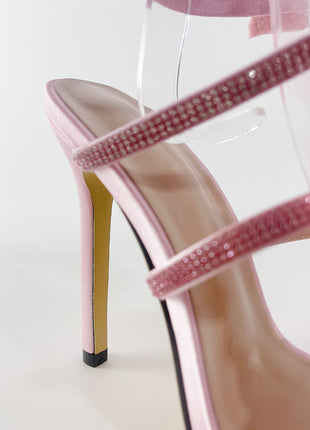 Crystal-Embellished Floral Snake Ankle Wrap Stiletto Heeled Sandals