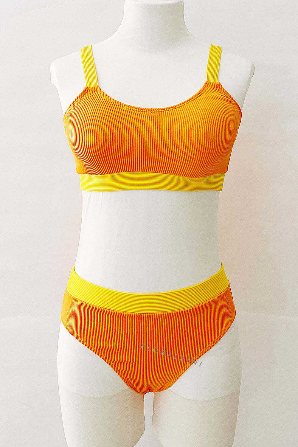 yellow striped bikini top
