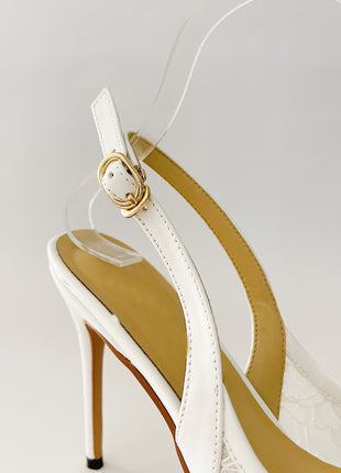 Lace Pointed Slingback High Heeled Pumps