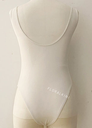 Ribbed High Neck One Piece Swimsuit - Black/White