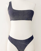 Shimmer Lurex One Shoulder High-Cut Bikini Set