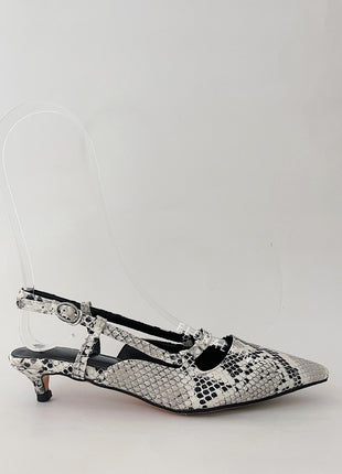 Faux Python-Print Leather Pointed Toe Slingback Stiletto Heel Pumps
