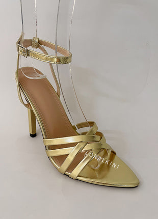 Strappy Open Pointed Toe Stiletto Heeled Sandals