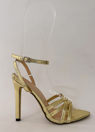 Strappy Open Pointed Toe Stiletto Heeled Sandals