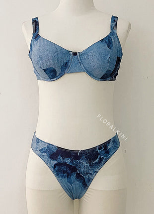 Floral Underwire High-Cut Bikini Set With Self-Tie Maxi Sarong Skirt