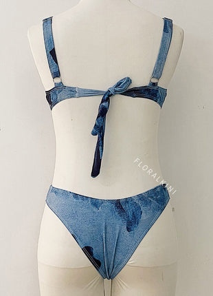 Floral Underwire High-Cut Bikini Set With Self-Tie Maxi Sarong Skirt