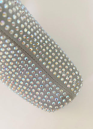 Rhinestone-Embellished Platform High Block Heel Ankle Bootie