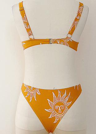 Mustard Sun Print Underwire Balconette Bikini Top