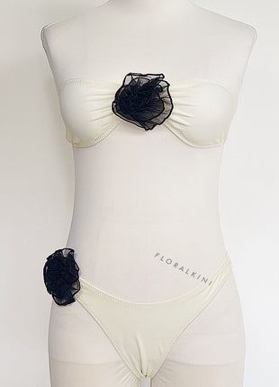 Rosette Bandeau High Waisted Bikini Set