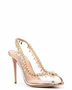 Transparent Crystal Embellished Pvc Open Toe Slingback Pump Heels
