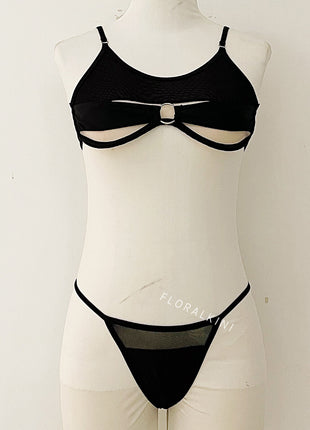 Mesh Cut Out Underwire Bikini Set With Ring Details