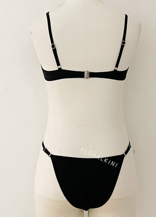 Mesh Cut Out Underwire Bikini Set With Ring Details