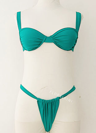 Ruched Balconette Underwire High-Cut Bikini Set