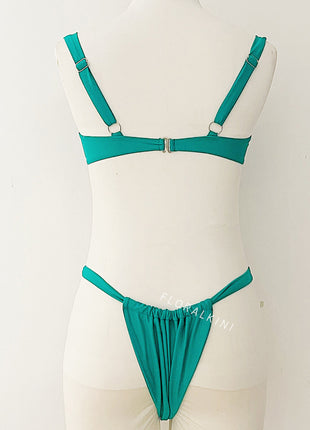 Ruched Balconette Underwire High-Cut Bikini Set