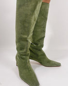 Faux Suede Pointed Toe Knee-High Boots
