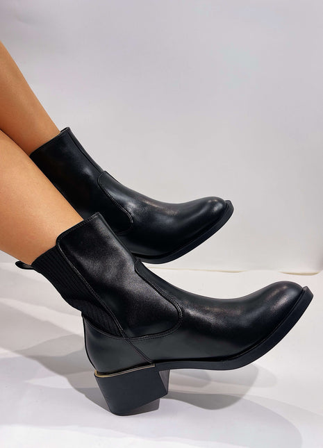 أحذية كاحل غربية من الجلد الصناعي ذات مقدمة مستديرة