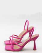 Wide Fit Faux Leather Cross Strap Slingback Heels