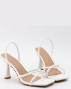 Wide Fit Faux Leather Cross Strap Slingback Heels