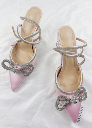 Pink Wrap Around Diamante Bow High Heel