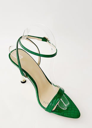 Green Faux Croc Stiletto Heels