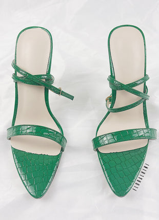 Green Faux Croc Stiletto Heels