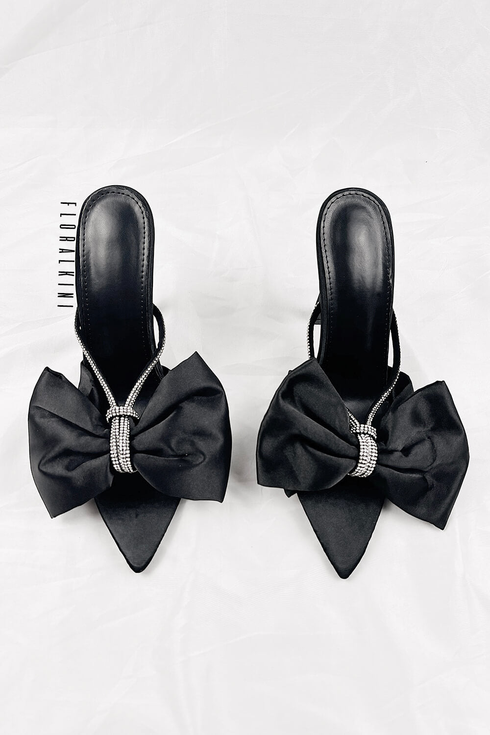 Trend4us Luxe Crystal Bow Stiletto Mules