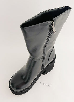 Black Chunky Platform Ankle Sock Boots