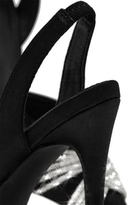 Holographic Crossover Diamante Pointed Toe Slingback Stiletto Pumps - Black