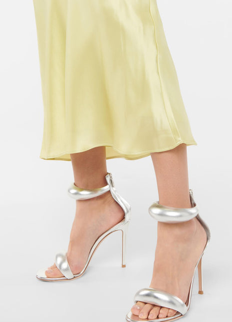 Faux Leather 'Bubble' Straps Pointed Toe Stiletto Heels - Silver