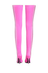 Striped Heeled Thigh High Sock Boots - Hot Pink