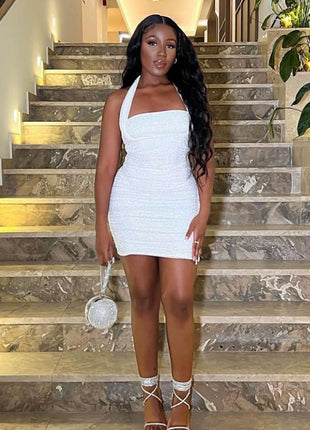 Diamante Embellished Lace Up Square Toe High Heels - Silver