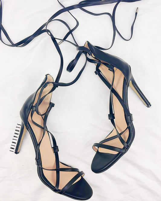 High Heel Lace Up Sandals main image 1