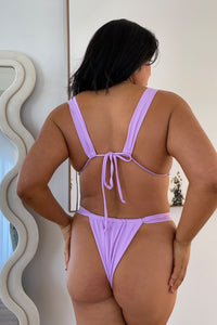 Ruched Tie Front Bikini Set - Lilac