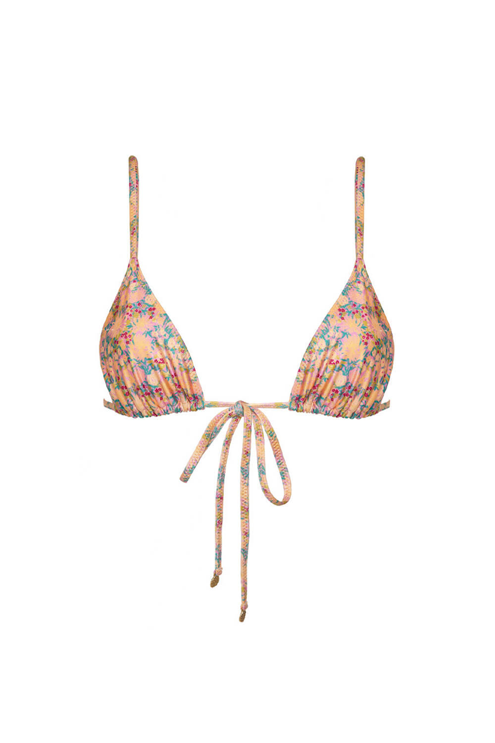 Orange Floral Crinkle Halter Tie Side Bikini Set