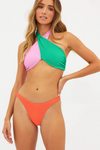 Colorblock Ribbed Halterneck High Waisted Bikini Set